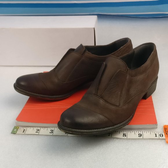 CHOCOLATE BROWN Laceless 100%LEATHER  ALMOND-TOE OXFORD  StressFree NO LACES,New - Picture 3 of 11